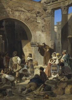 Capuchin Sermon in the Porticus Octaviae in Rome by Ferdinand von Piloty