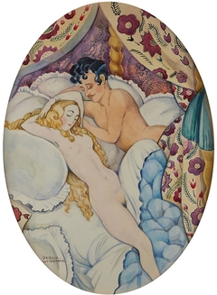 Couple au lit Aquarelle by Gerda Wegener