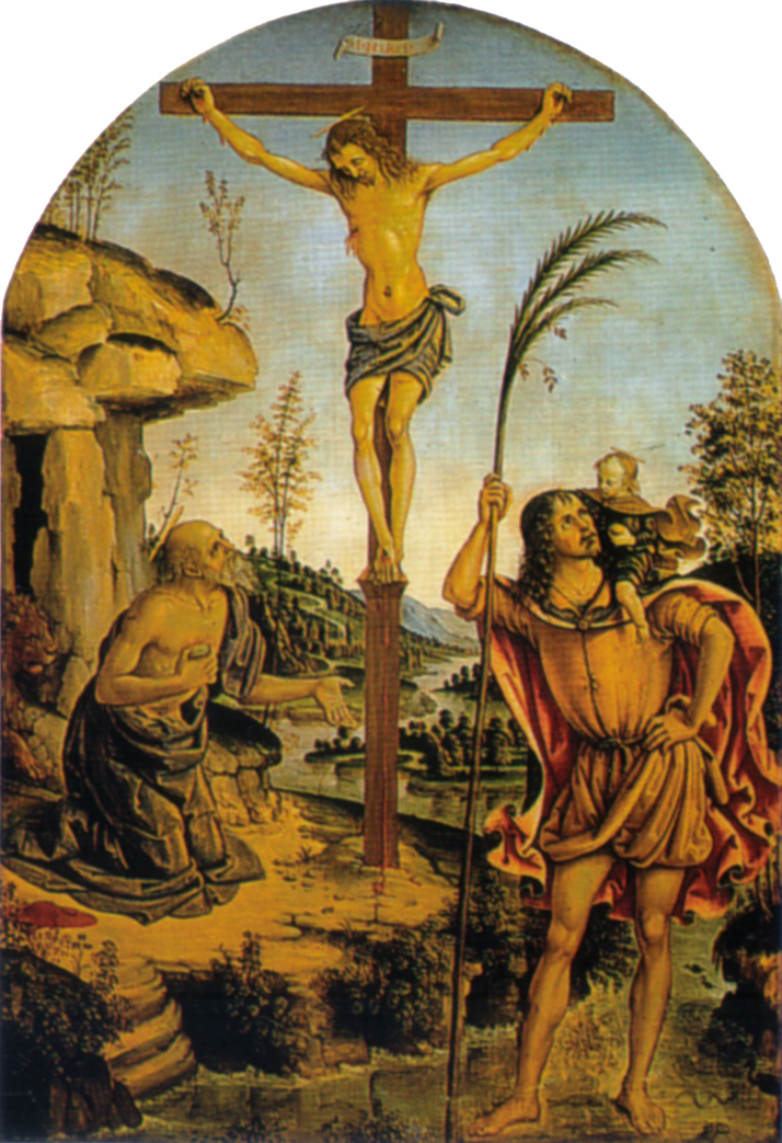 Crucifixion between Sts. Jerome and Christopher