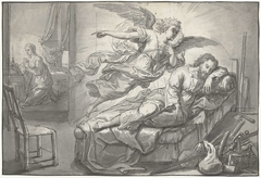 De engel verschijnt aan Jozef in een droom by Abraham van Diepenbeeck