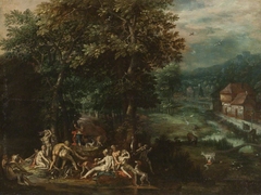 Diana and Actaeon by manner of Joachim Anthonisz Wtewael