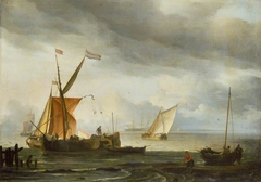 Dutch Craft Lying Close Onshore by Ludolf Bakhuizen