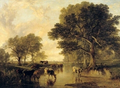 Evening in the Meadows (cattle by Thomas Sidney Cooper) by Frederick Richard Lee