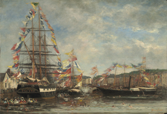 Festival in the Harbor of Honfleur by Eugène Boudin