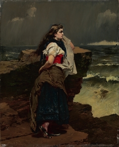 Fisher girl by the sea