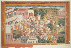 Four Princes in Procession Visit a Sage, page from a copy of the Ramayana