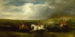 'Full Cry' (The Four Sons of Baron Nathan Mayer de Rothschild following Hounds) by Francis Grant