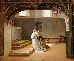 Gabrielle d'Arjuzon priant pour le rétablissement de sa mère by Marie-Philippe Coupin de La Couperie