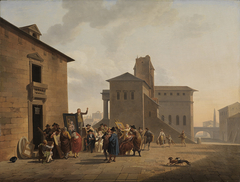Gemäldeauktion auf einem italienischen Platz by Nicolas-Antoine Taunay