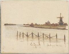 Gezicht op Harlingen vanuit zee by Jacob Eduard van Heemskerck van Beest