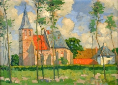 Gezicht op het kerkje van Persingen uit het zuidwesten by Eugène Lücker