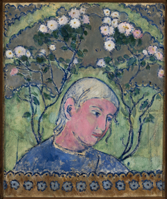 Head of a girl in flowers by Tadeusz Makowski
