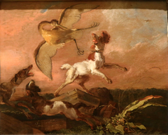 Heron attacked by Hounds by Abraham Hondius
