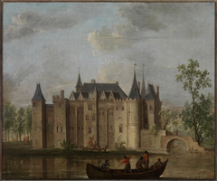 Het Slot van Gouda van de kant van de IJssel gezien. by Christoffel Pierson