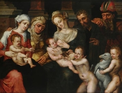 Holy Family with St. John the  Baptist, Zachary and Elisabeth by Vincent Sellaer