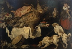 Hunter and Dogs by a Table with Dead Game and Fruit