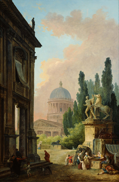 Imaginary View of Rome with the Horse Tamer of the Monte Cavallo and a Church