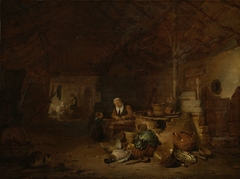 Interior of a barn by Egbert Lievensz. van der Poel