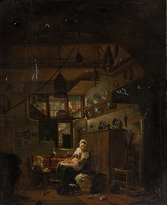 Interior of a Dutch Farm Cottage by Thomas Wijck