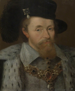 King James I (James VI of Scotland)(1566–1625) by studio of John de Critz the elder