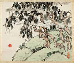 Landscape and Figure, from an album of Landscapes and Calligraphy for Liu Songfu