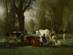 Landscape with Cattle and Sheep by Constant Troyon