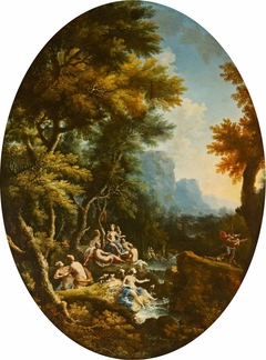 Landscape with Diana and her Nymphs surprised by Actaeon by Michele Pagano