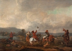 Landscape with falconers