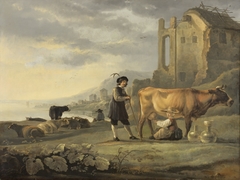 Landscape with Maid Milking a Cow