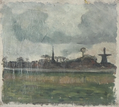 Landscape with Windmill and Church by Theo van Doesburg