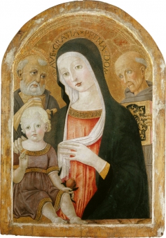 Madonna and Child with Saint Jerome and Saint Bernardino of Siena by Benvenuto di Giovanni