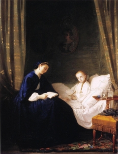 Mother Reading to Her Sick Child