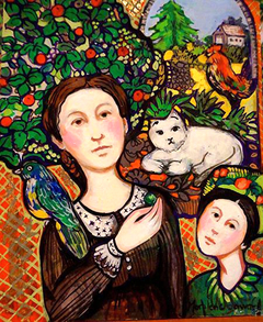 Nature Lady with rooster by Marilene Yoakim Sawaf