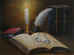 Old books with candle II