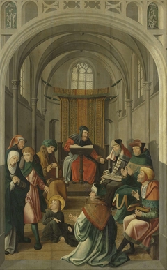 Panel of an Altarpiece with Dispute with the Doctors, on verso is Appearance of Christ to his Mother by Unknown Artist