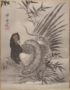 Pheasant Caught by a Snake by Kawanabe Kyōsai