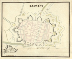 Plattegrond van Gorinchem, ca. 1701-1715 by Samuel Du Ry de Champdoré