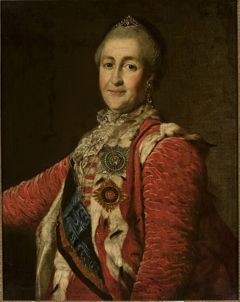 Portrait of Catherine II of Russia in red dress. by Dmitry Levitzky