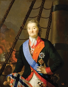 Portrait of Count Alexei Orlov Against a Background of the Chesme Battle by Anonymous