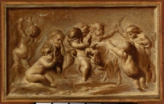 Putti at Play with a Goat by Piat Sauvage