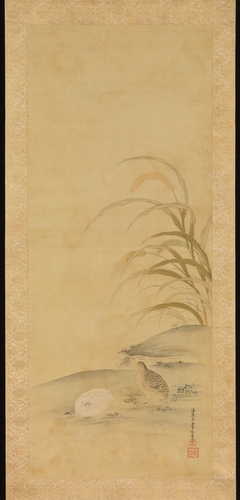 Quail and Millet by Kiyohara Yukinobu