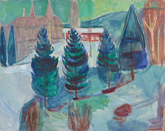 Red House and Spruces by Edvard Munch