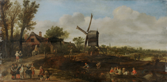 River Landscape with Windmill and boats