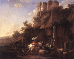 Rocky Landscape with Antique Ruins by Nicolaes Pieterszoon Berchem