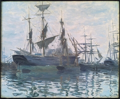 Ships in a Harbor by Claude Monet