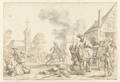 Soldaten plunderen een dorp by Jan Martszen de Jonge