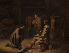 Soldiers in a stable