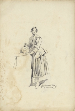 Staande vrouw met een kruik en een beker by Pieter van Loon