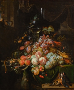 Still Life With Plums, Peaches, Apricots, Grapes And A Melon