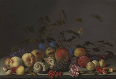 Stillleben mit Früchten und Seeschneckenhäusern by Balthasar van der Ast